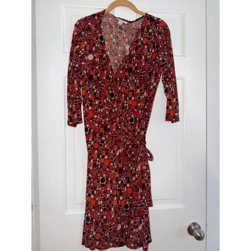 y2k dressbarn women’s geometric multi color wrap dress